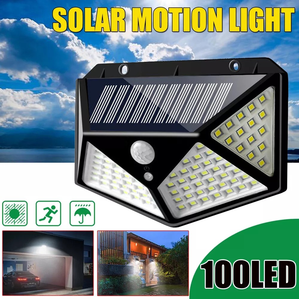 100 LED Solar Powered Garden Lamp - Black 1pc
